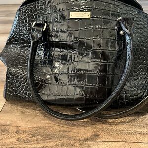 Kate Spade Black Croc-Embossed Satchel